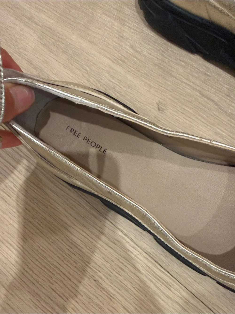 Free people Adventure leather Ballet Sneakers in gold
